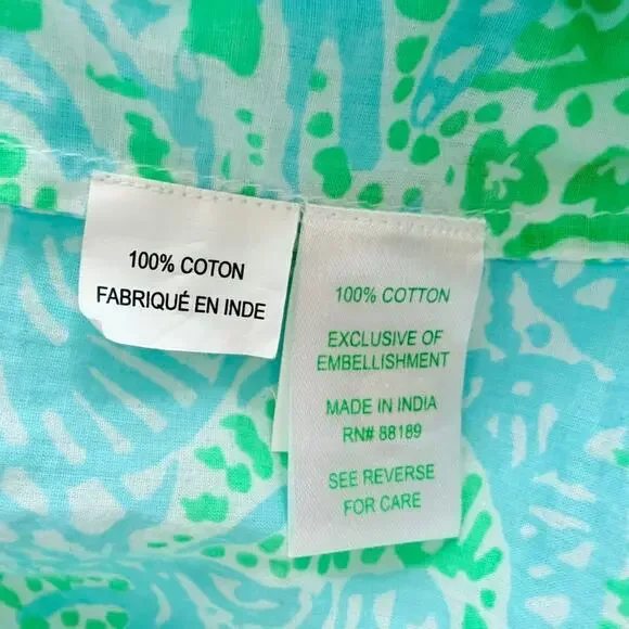 Lilly Pulitzer Tunic Beaded Sarasota Bundle in Jungle Large Cotton Green Teal - Picture 5 of 7
